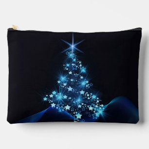 Blue Shine of Stars on Christmas Tree Dark Zubehörtasche