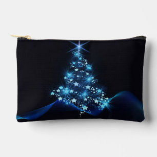 Blue Shine of Stars on Christmas Tree Dark Zubehörtasche