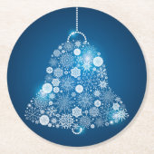 Blue & Shinning White Snowflakes Christmas Bell Runder Pappuntersetzer (Vorderseite)