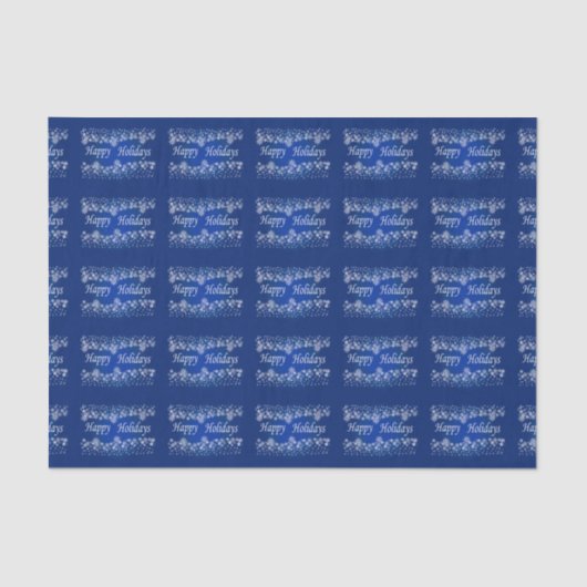 Blue Shinry Stars Happy Holiday Tissue Seidenpapier (Vorderseite)