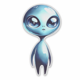 Blue Shiny Alien Sticker