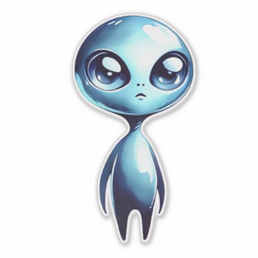 Blue Shiny Alien Sticker (Vorderseite)