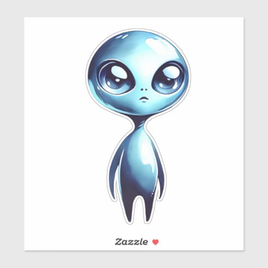 Blue Shiny Alien Sticker (Blatt)
