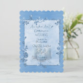 Blue Shiny Elegant Sparkly Frame Wedding Einladung (Stehend Vorderseite)