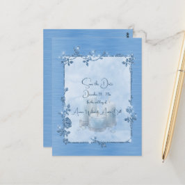 Blue Shiny Elegant Sparkly Save the Date Postkarte
