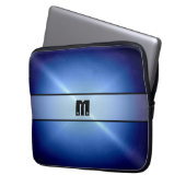 Blue Shiny Stainless Steel Metal Laptopschutzhülle (Vorderseite Links)