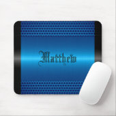 Blue Shiny Stainless Steel Metal Look Mousepad (Mit Mouse)