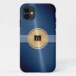 Blue Shiny Stainless Steel Metal und Gold Button 2 Case-Mate iPhone Hülle