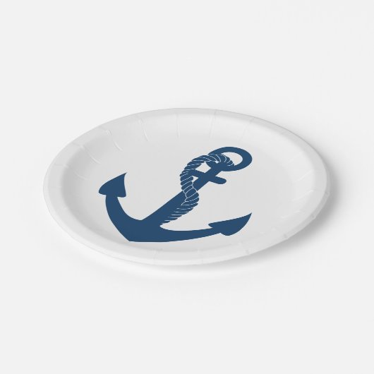 Blue Ship Anchor Wedding Beach Pappteller (Schrägansicht)