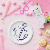 Blue Ship Anchor Wedding Beach Pappteller (Party)