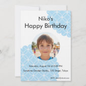 Blue Shippo Photo Birthday Invitation | Editable Einladung (Vorderseite)