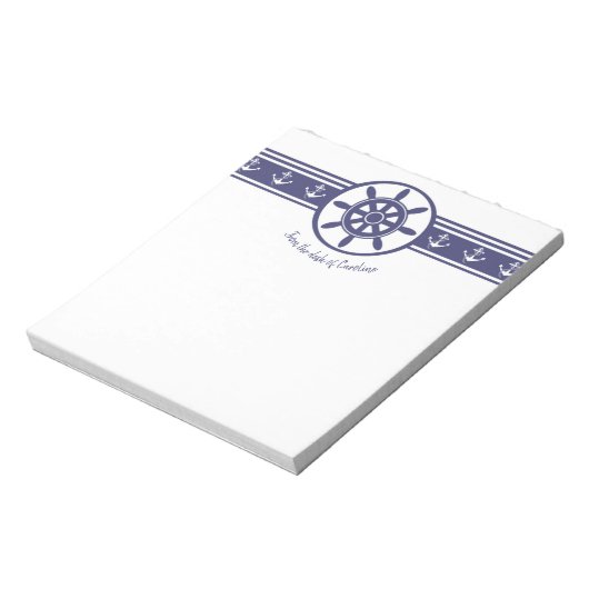 Blue Ships Wheels Personalisiert Notepad Notizblock (Rotiert)