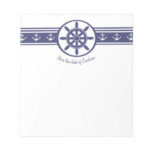 Blue Ships Wheels Personalisiert Notepad Notizblock