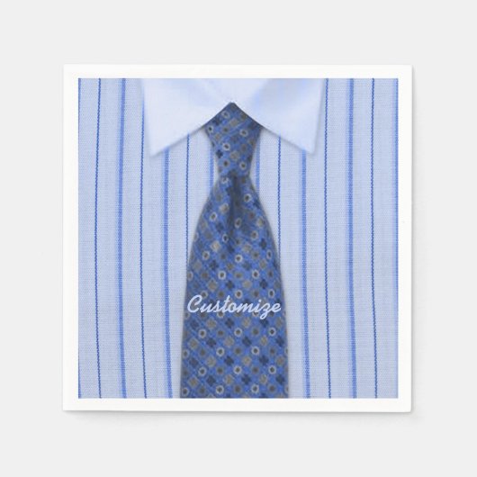 Blue Shirt und Krawatte Mens Anzug Napkins 2 Serviette (Vorderseite)