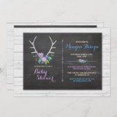 Blue Shower Boy Stag Rustic Blume Baby Einladung (Vorne/Hinten)