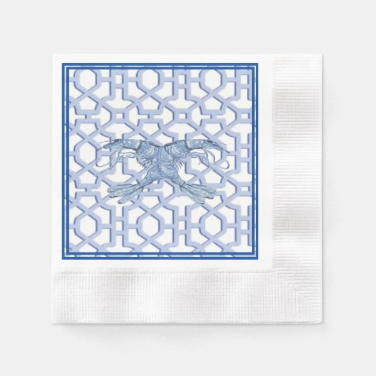 Blue Shrimp Paper Napkin Serviette (Vorderseite)