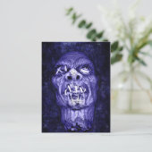 Blue Shrunken Head Zombie Postkarte (Stehend Vorderseite)