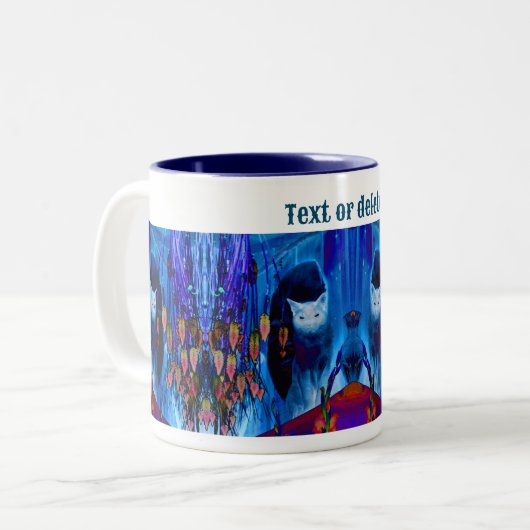 Blue Siamese Cat Abstrakt Animal Art Personalisier Zweifarbige Tasse (Vorderseite Links)