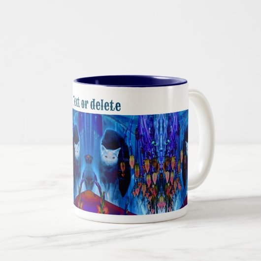 Blue Siamese Cat Abstrakt Animal Art Personalisier Zweifarbige Tasse (VorderseiteRechts)