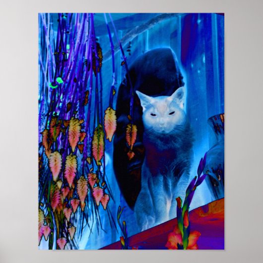 Blue Siamese Cat Abstrakt Animal Art Poster (Vorne)