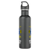 Blue Sign Construction Worker Female Bodybuilder Edelstahlflasche (Rückseite)