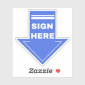 Blue Sign Here Arrow Aufkleber (Blatt)