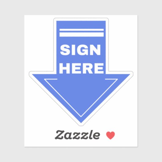 Blue Sign Here Arrow Aufkleber (Blatt)