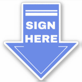 Blue Sign Here Arrow Aufkleber