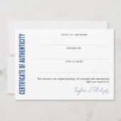 Blue Signature Script Certificate of Authenticity (Vorderseite)