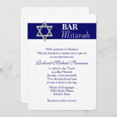 Blue-Silber-Bar mitzvah-Feierlichkeiten #4 Einladung (Vorne/Hinten)