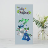 Blue & Silber Bells Weihnachtskarte (Stehend Vorderseite)