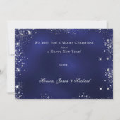 Blue silber Glitzer Foto Fenster Weihnachtskarte Einladung (Rückseite)