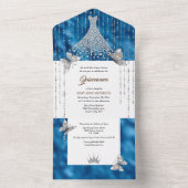 Blue silber Glitzer Sequenzierkleid glänzende Gown All In One Einladung (Innen Boden)