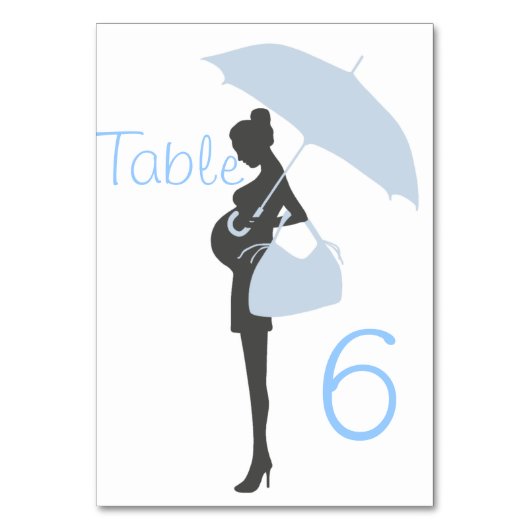 Blue Silhouette Baby Duschkarte Tischnummer (Vorderseite)