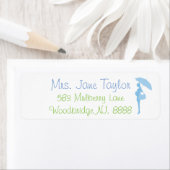 Blue Silhouette Baby Showadressen Labels (Insitu)