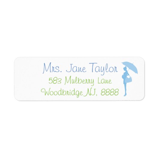 Blue Silhouette Baby Showadressen Labels (Vorne)