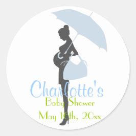 Blue Silhouette Baby Shower Stickers