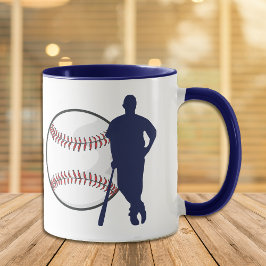 Blue Silhouette Baseball Hitter Tasse