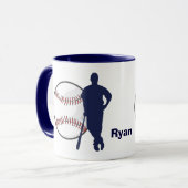 Blue Silhouette Baseball Hitter Tasse (Vorderseite Links)