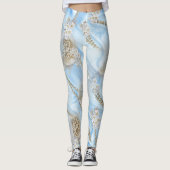 Blue Silk & Ivory Champaign Pearls Leggings (Vorderseite)