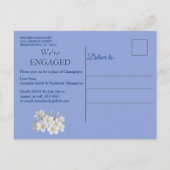 Blue Silk & Ivory Pearls Verlobung Einladungspostkarte (Rückseite)