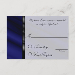 Blue Silk Repcard RSVP Karte