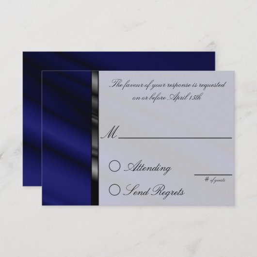 Blue Silk Repcard RSVP Karte (Vorne/Hinten)