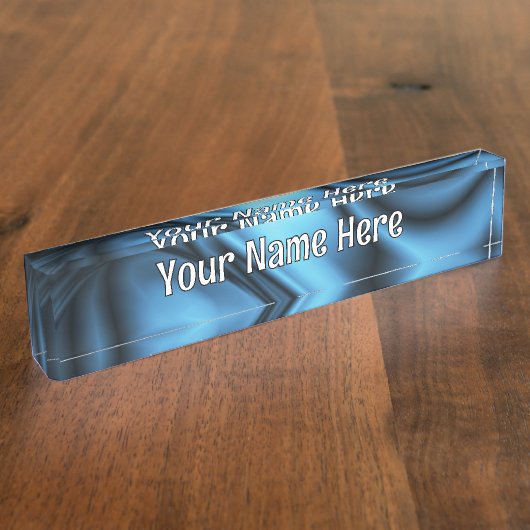 Blue Silk wave Namensplakette (Seite)