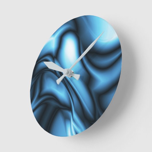 Blue Silk wave Runde Wanduhr (Winkel)