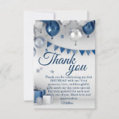 Blue Silver 21. Geburtstag Dankeskarte (Vorderseite)