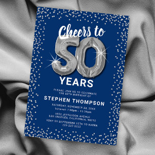 Blue Silver 50. Geburtstag Einladung