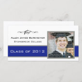 Blue & Silver Abschluss Foto Announctions Cards Ankündigung (Vorne/Hinten)