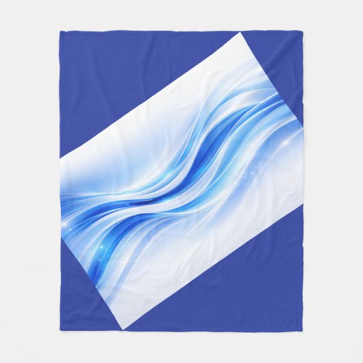 Blue & Silver Abstract Wave Blanket – Modern Flowi Fleecedecke (Vorderseite)