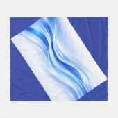 Blue & Silver Abstract Wave Blanket – Modern Flowi Fleecedecke (Vorderseite (Horizontal))